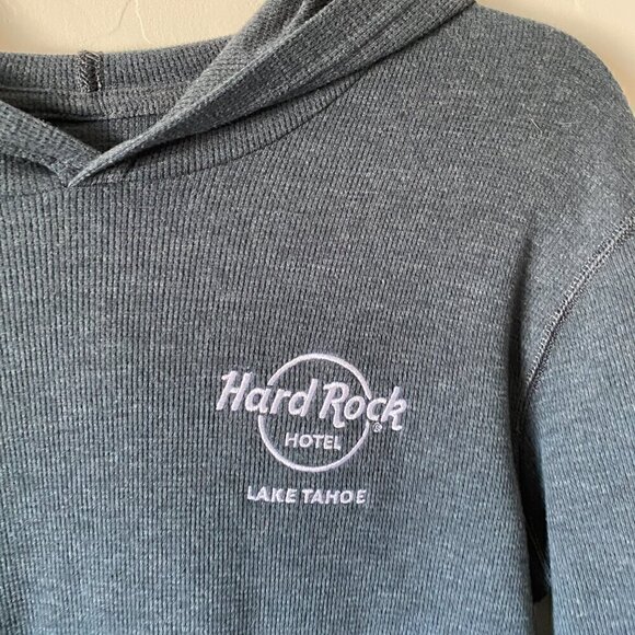 Hard Rock Hotel Lake Tahoe Blue Hooded Long sleeve Thermal Tee Medium - Picture 3 of 5